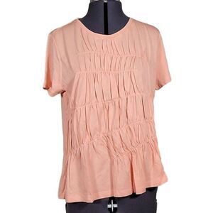 DKNY Ruched Short-Sleeve Top Sz S